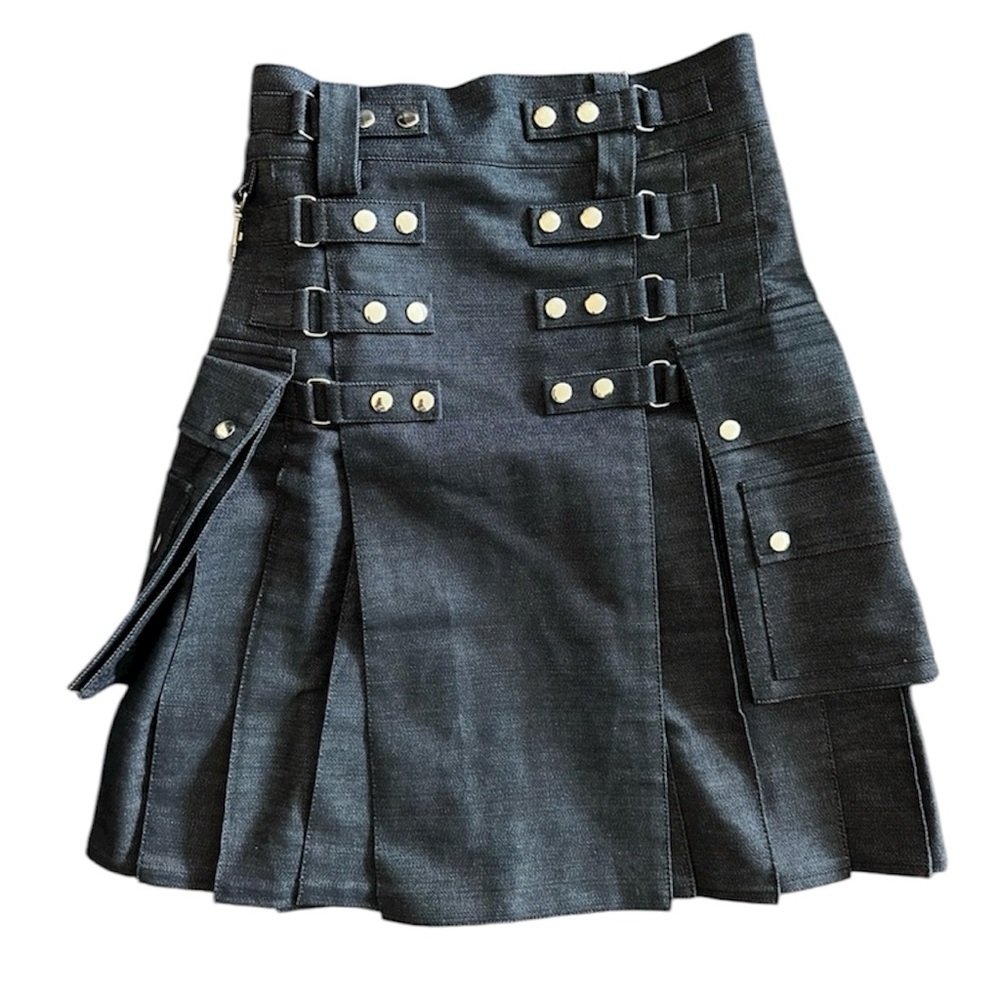 Scottish Modern Inspired Utility Denim Kilt
